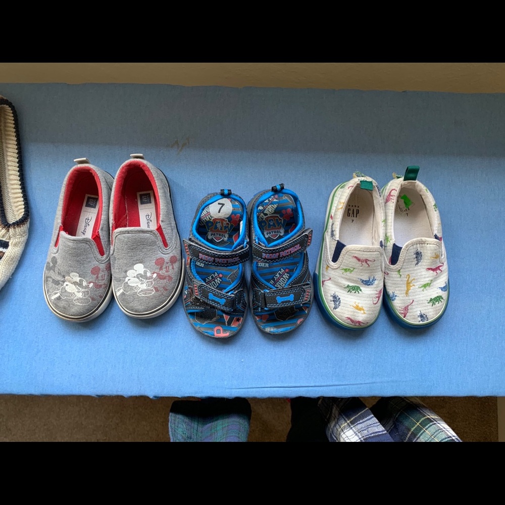 Three size 7 shoes for kids(great price!)